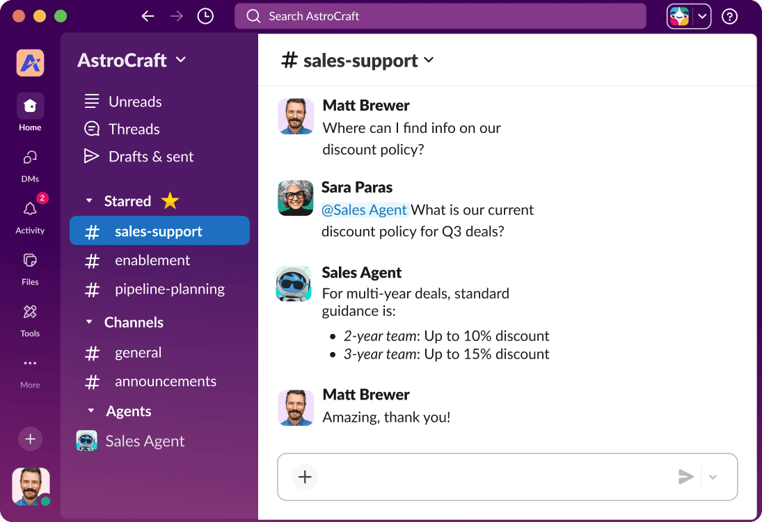 Slack channel dashboard showing organized team conversations, file sharing, and channel navigation sidebar