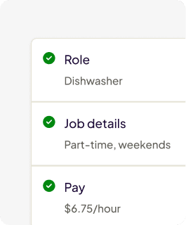 Employee profile set up with role, job details, and pay.