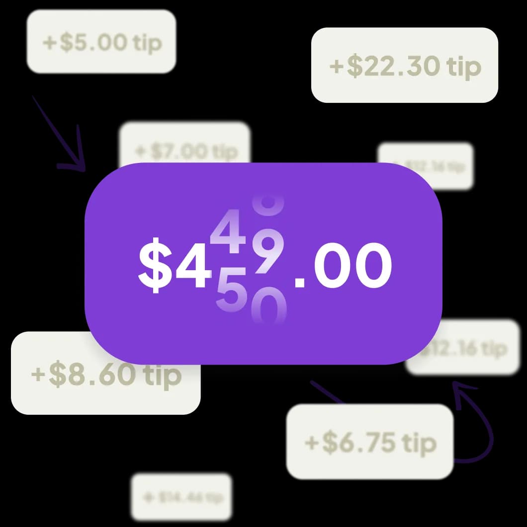 Homebase tip pool setup screen showing tips pulled in from a connected POS.