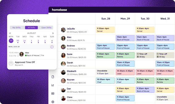 Homebase scheduling