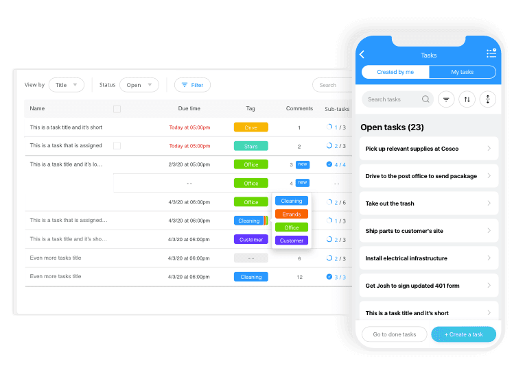 Connecteam mobile app displaying a task checklist and shift schedule for a deskless retail team