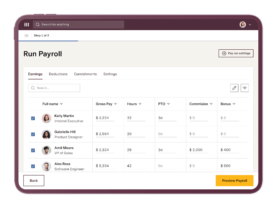 Rippling dashboard showing payroll, HR, and IT management unified in a single interface for small businesses
