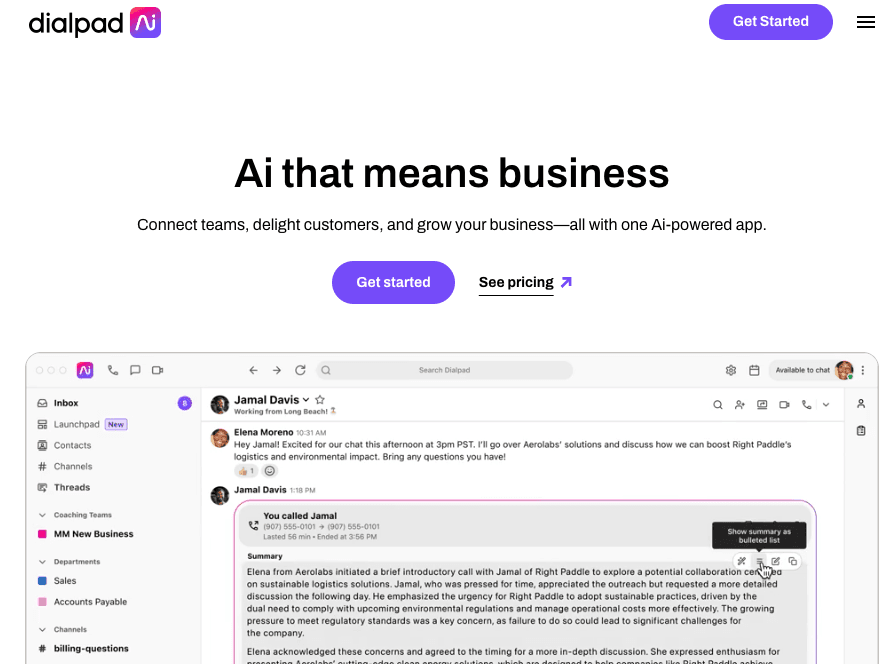 Dialpad homepage