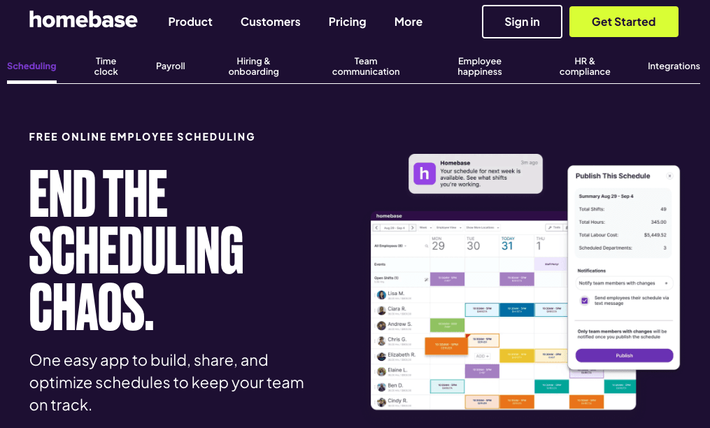 Homebase free online employee scheduling