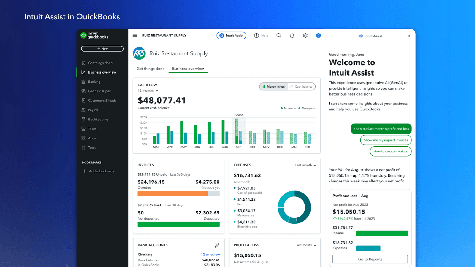 QuickBooks homepage