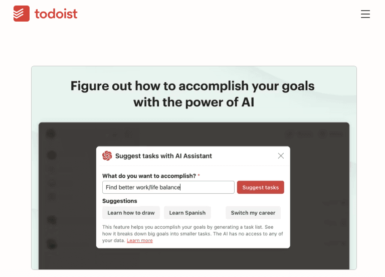 Todoist homepage