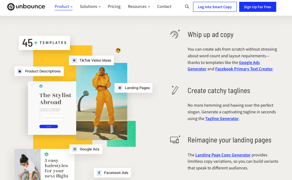 Unbounce homepage