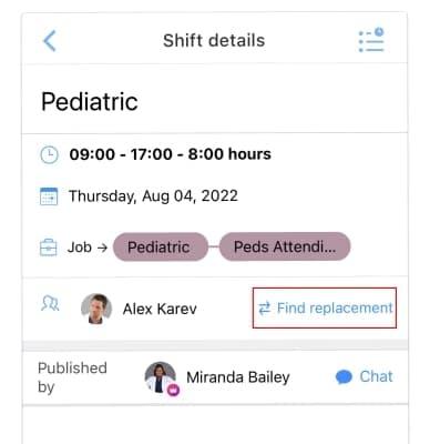 A screenshot of Connecteam's mobile interface for shift swapping.