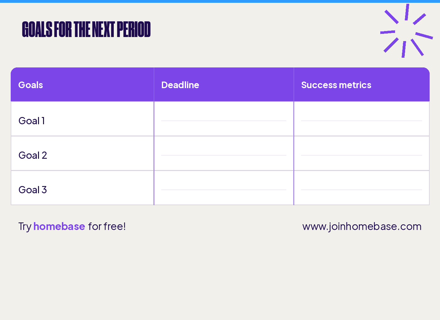 Employee evaluation goals for the next period