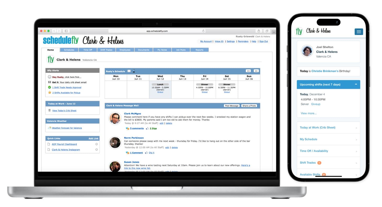 Schedulefly restaurant employee scheduling software