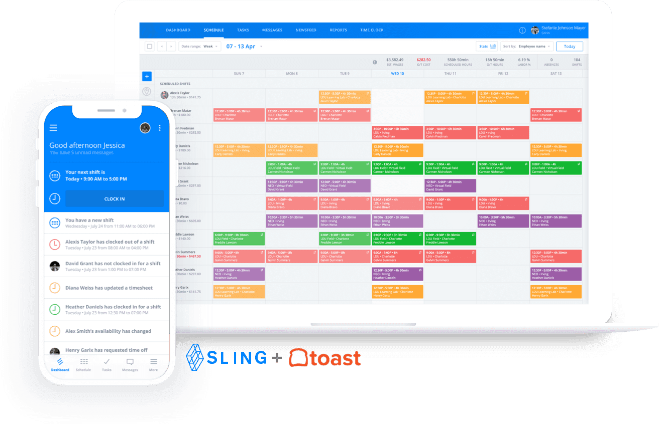 Toast restaurant employee scheduling software